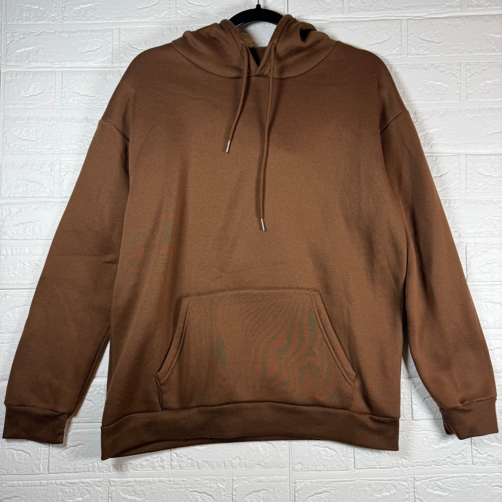 Hoodie Youth Size L Brown Oversized Fleece Pullover Sweatshirt